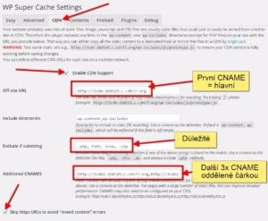 Nastavení CDN v pluginu WP Super Cache