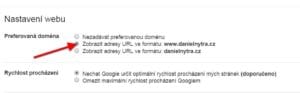 Google Webmaster Tools: Nastavení webu